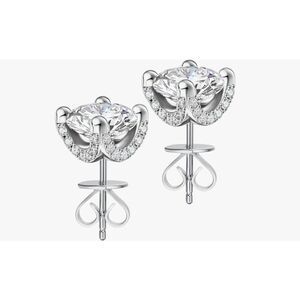 New~Genuine Moissanite Diamond 2Ct. Rose Cut Halo Design Stud Earrings~925SS